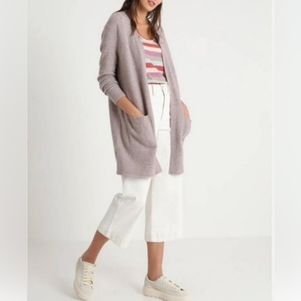 Madewell Kent Cardigan Sweater in Coziest Wool Yarn Heather Purple Pink Sz M